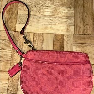 Coach Pink Signature Wristlet Clutch